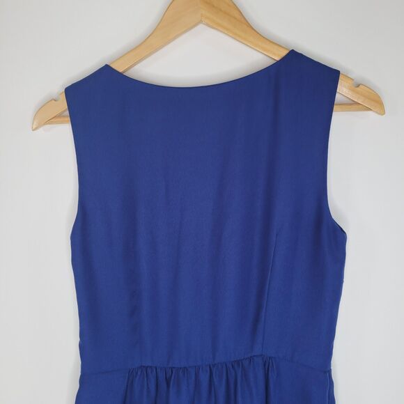 J CREW Royal Blue Mini Dress Size 0 Crepe Lined Sleeveless Pockets Twee - Picture 5 of 10